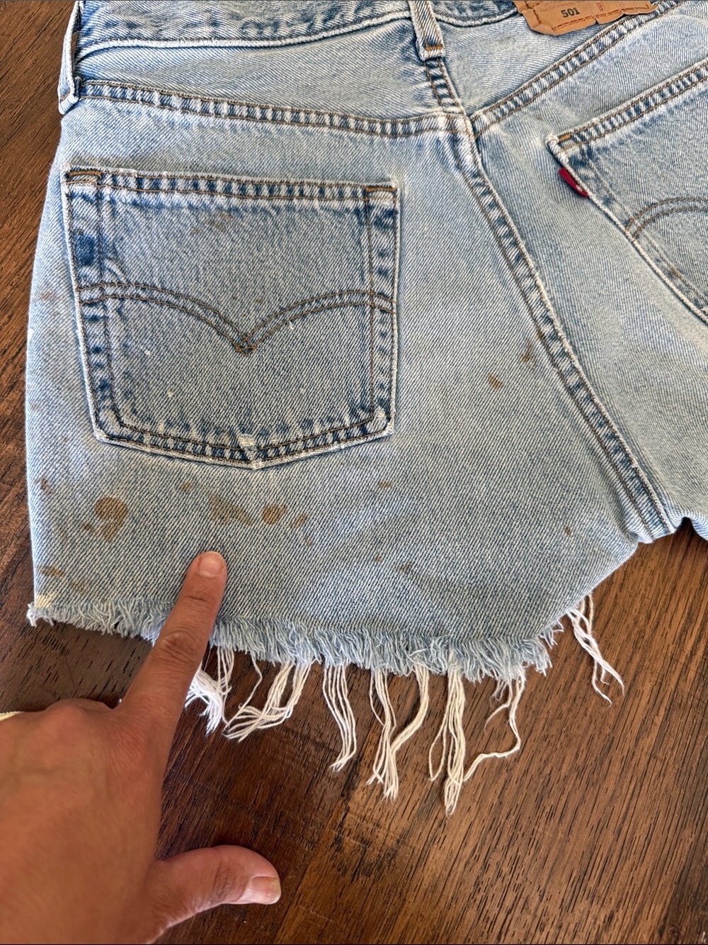Coveted 501 Levi's Light Blue Distressed Denim Cutoff Shorts vintage - Picture 2 of 12